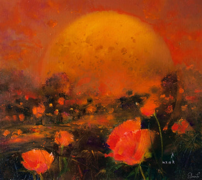 Hot Moon or Warm Evening in the Vicinity of El Paso